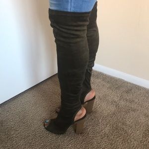 Army green knee high boots